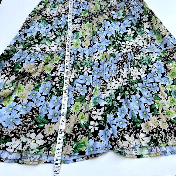 H&M Collared Floral Dress Long Sleeve Black, Blue Prairie Cottage Core Small - Picture 6 of 8